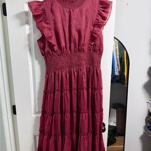 Elegant Burgundy Ruffle Dress